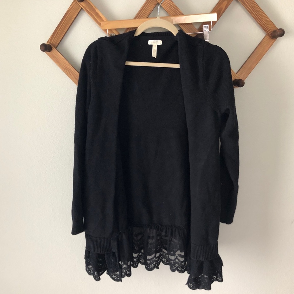 Matilda Jane black cardigan with lace trim